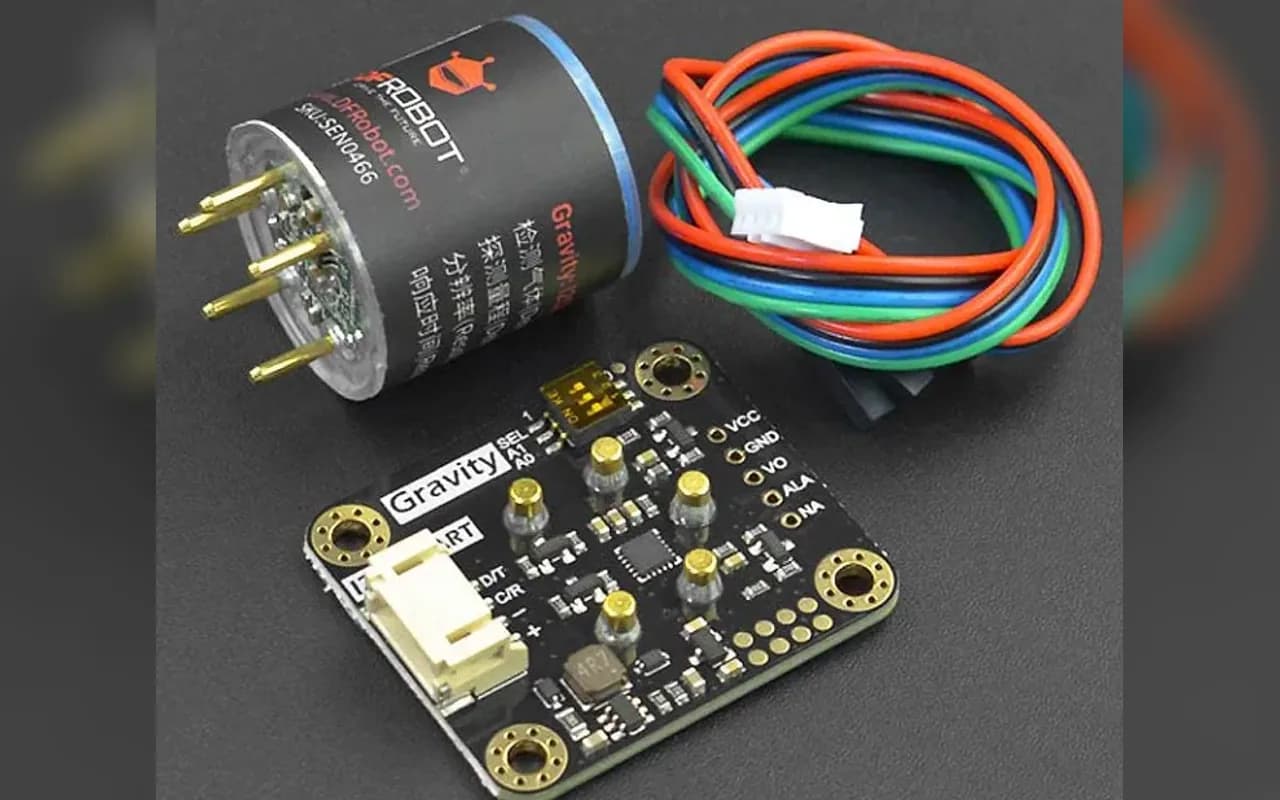 DFRobot electrochemical gas sensor module from the MakerWorld BOM